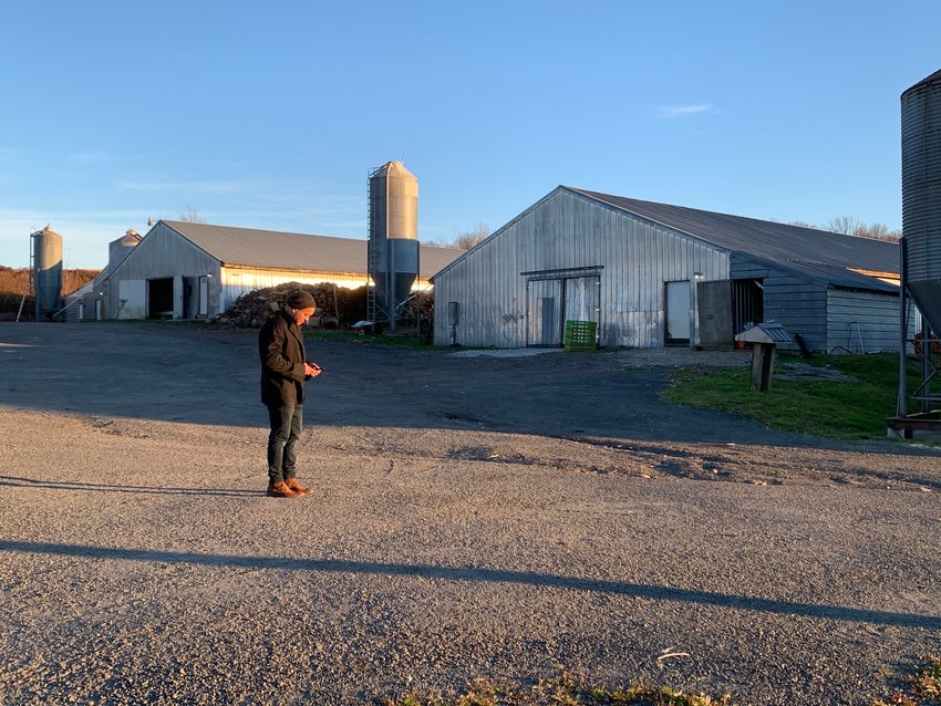 Hector Saravia, co-owner La Belle Farms, at the gavage barns.